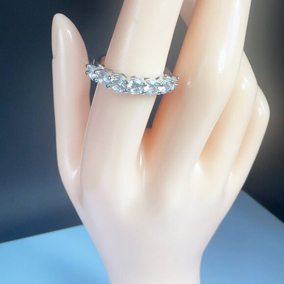 Cubic Zirconia Silver Tone Band Ring Size 9 - Picture 4 of 11